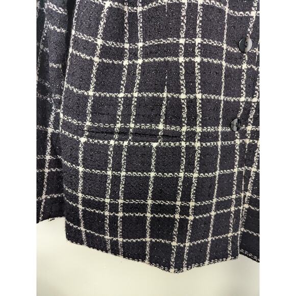 Sag Harbor Size 12 Black White Plaid Blazer Jacket Lined Sparkle Career - Picture 2 of 9